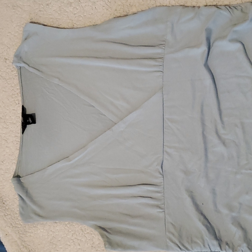 H&M light blue sleeveless top with crossover bust and side ruching